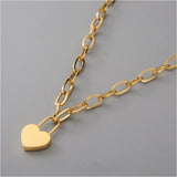 Vintage Lock Our Love Charms Thick Chain Choker Necklace for Women