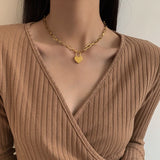 Vintage Lock Our Love Charms Thick Chain Choker Necklace for Women