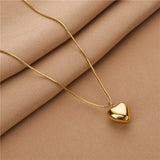 Vintage Heart Charms Choker Necklace 316L Stainless Steel for Women