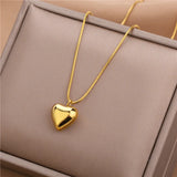 Vintage Heart Charms Choker Necklace 316L Stainless Steel for Women