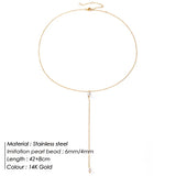 316L Stainless Steel Chain Necklace with Pearl Beads Pendant