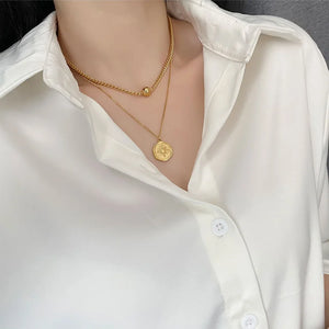 High-end 2 Layer Geometric Beaded Star Charms Choker Necklace