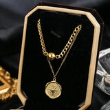 High-end 2 Layer Geometric Beaded Star Charms Choker Necklace