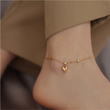 316L Stainless Steel Zircon Heart Anklet for Women