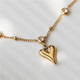 316L Stainless Steel Zircon Heart Anklet for Women