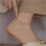 316L Stainless Steel Zircon Heart Anklet for Women