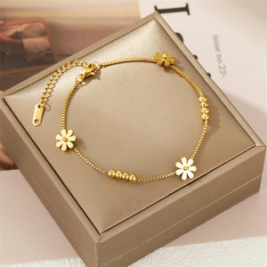 316L Stainless Steel Daisy Anklet for Women