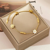 316L Stainless Steel Daisy Anklet for Women