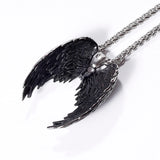 316L Stainless Steel Retro Angel Wing Men's Pendant Necklace