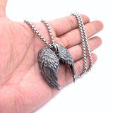 316L Stainless Steel Retro Angel Wing Men's Pendant Necklace