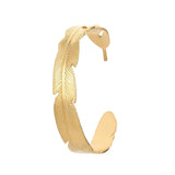 316L Stainless Steel Feather Women Open Bangle Vintage Cuff Bracelet
