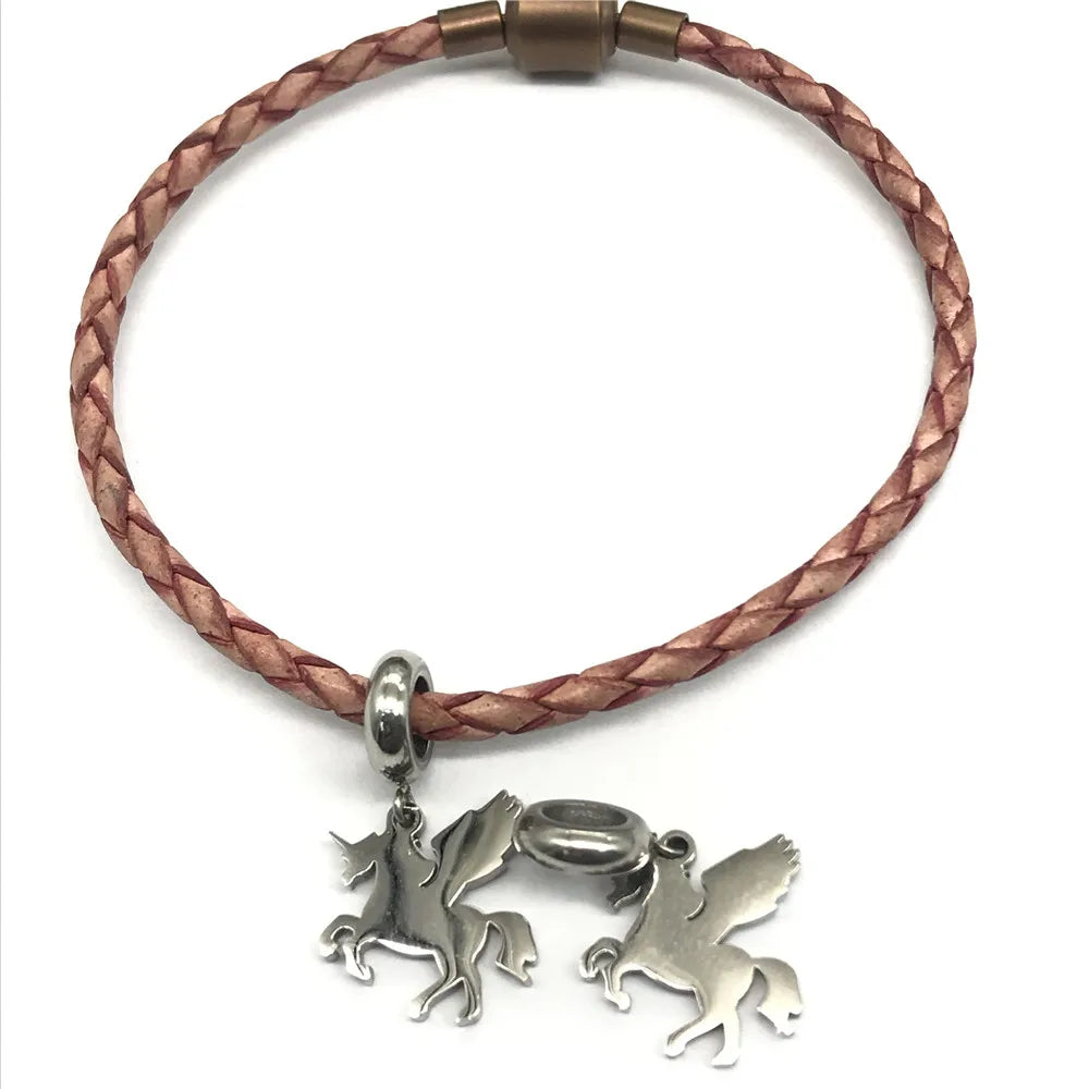 316L Stainless Steel Horse Pendant Unicorn Charms Beads 5mm Hole