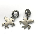 316L Stainless Steel Horse Pendant Unicorn Charms Beads 5mm Hole