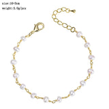 316L Stainless Steel Pearl Bracelet Thin Chain for Women