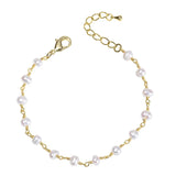 316L Stainless Steel Pearl Bracelet Thin Chain for Women