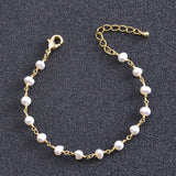 316L Stainless Steel Pearl Bracelet Thin Chain for Women