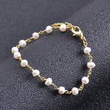 316L Stainless Steel Pearl Bracelet Thin Chain for Women