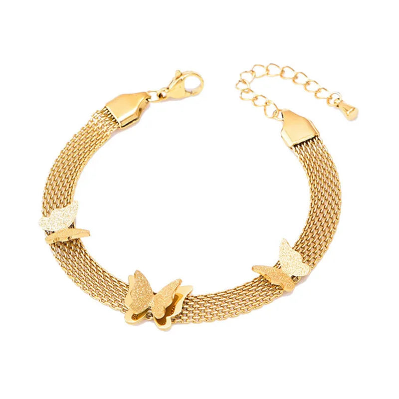 316L Stainless Steel Frosted Butterfly Bracelet
