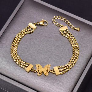 316L Stainless Steel Frosted Butterfly Bracelet