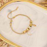 316L Stainless Steel Zircon Eyes Leaf Charm Snake Chain Bracelet
