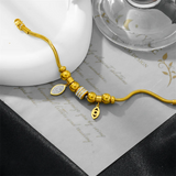 316L Stainless Steel Zircon Eyes Leaf Charm Snake Chain Bracelet