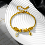 316L Stainless Steel Zircon Eyes Leaf Charm Snake Chain Bracelet