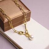 316L Stainless Steel Pearl Pendant Charm Choker Necklace for Women