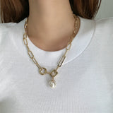 316L Stainless Steel Pearl Pendant Charm Choker Necklace for Women
