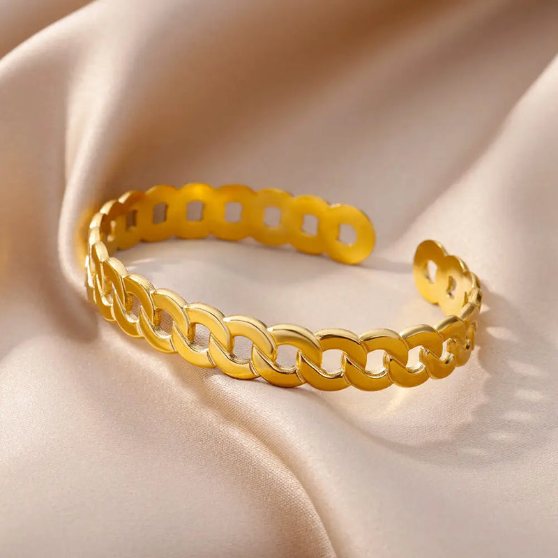 316L Stainless Steel Glod Bracelet For Women Men Classic Straw Chain