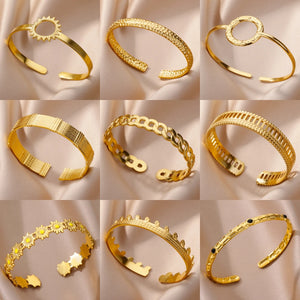 316L Stainless Steel Glod Bracelet For Women Men Classic Straw Chain