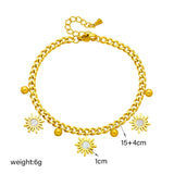 316L Stainless Steel Beads Sun Charm Bracelet - Women's Bangles