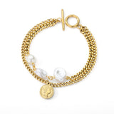 316L Stainless Steel Pearl Queen Charm Bracelet For Women