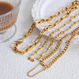 Geometric Chain Necklace Bracelet Set 316L Stainless Steel Non-fading