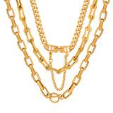 Geometric Chain Necklace Bracelet Set 316L Stainless Steel Non-fading