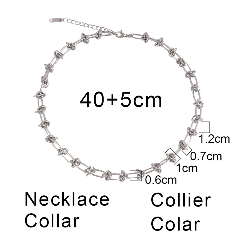 316L Stainless Steel Knot Pandent Necklaces For Women Thick Chain Choker