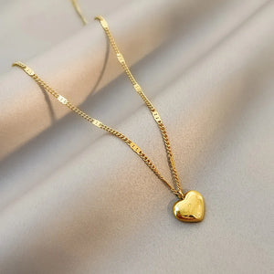 316L Stainless Steel Heart Necklaces For Women Chokers Chain