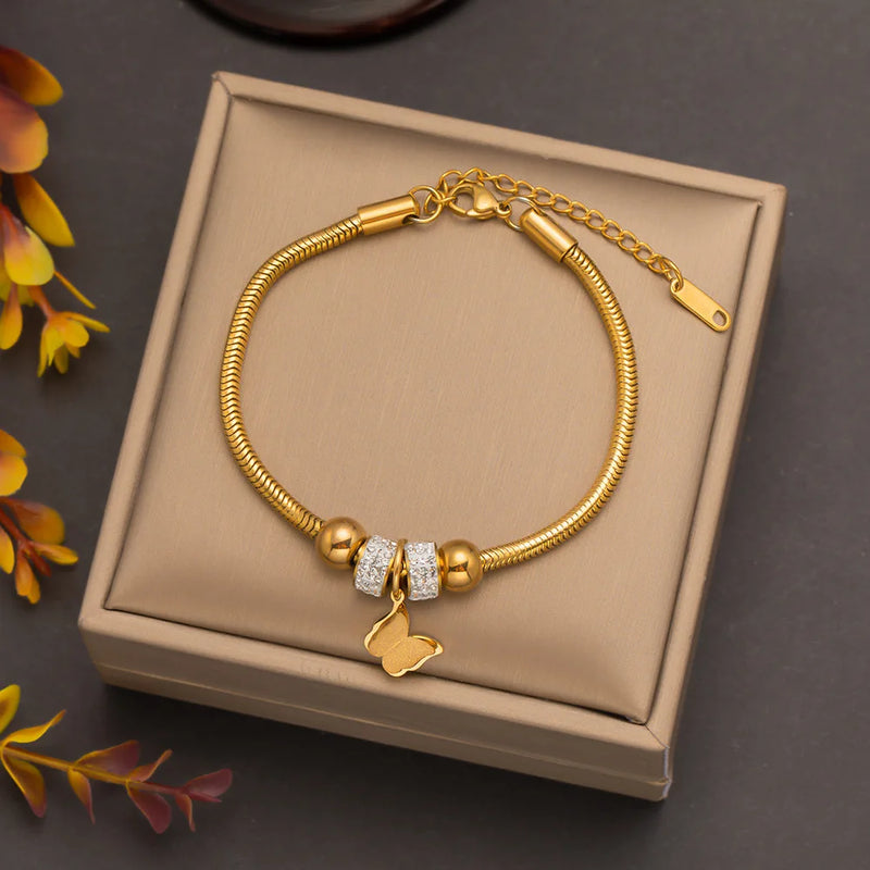 316L Stainless Steel Zircon Bracelet For Women Girls Charm Bracelets