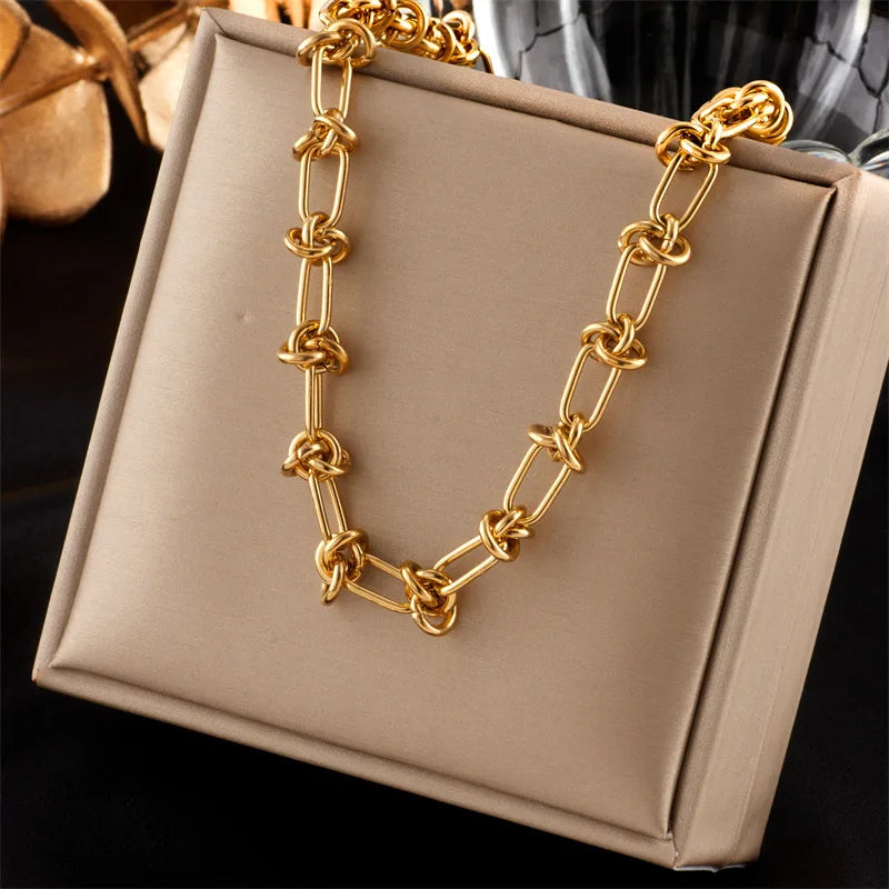 316L Stainless Steel Twist Knot Necklace Bracelets Set