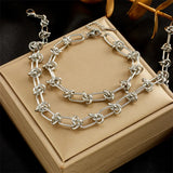 316L Stainless Steel Twist Knot Necklace Bracelets Set