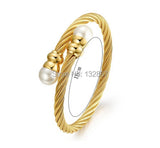 316L Stainless Steel Pearl Bracelet Open Wire Cuff Bangle