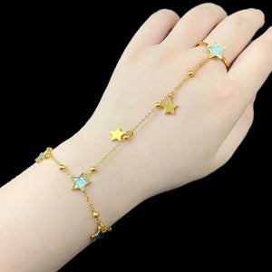 316L Stainless Steel Gypsophila Bracelet Shell Pentagram Back Chain