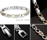 316L Stainless Steel Health Stone Heart Bracelet Bangle 8''