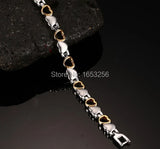 316L Stainless Steel Health Stone Heart Bracelet Bangle 8''
