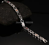 316L Stainless Steel Health Stone Heart Bracelet Bangle 8''