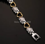 316L Stainless Steel Health Stone Heart Bracelet Bangle 8''