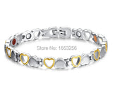 316L Stainless Steel Health Stone Heart Bracelet Bangle 8''