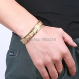316L Stainless Steel Health Magnet Stone Link Chain Bracelet Bangle 13mm