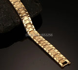 316L Stainless Steel Health Magnet Stone Link Chain Bracelet Bangle 13mm
