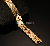 316L Stainless Steel Health Magnet Stone Link Chain Bracelet Bangle 13mm