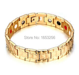 316L Stainless Steel Health Magnet Stone Link Chain Bracelet Bangle 13mm